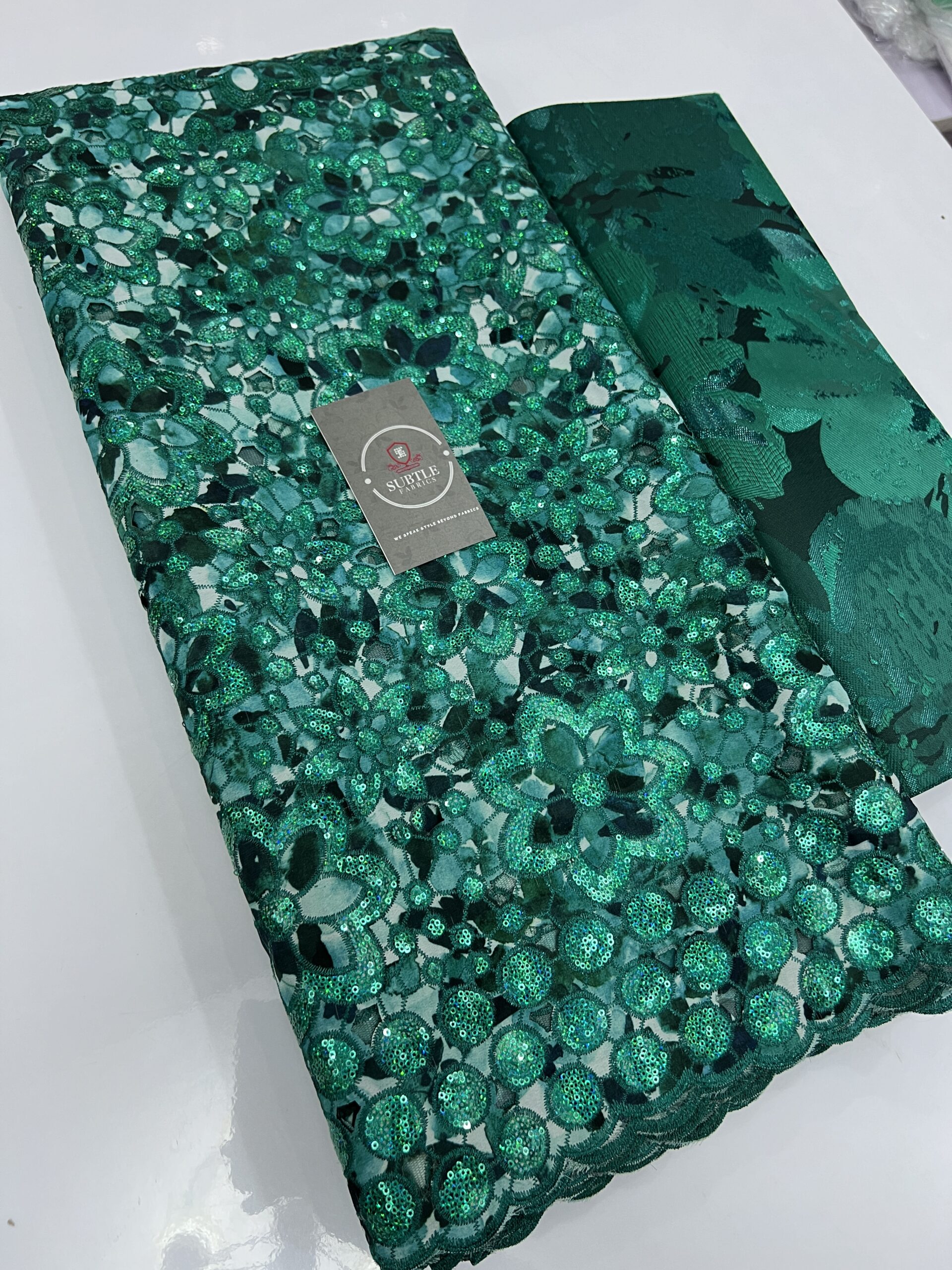 Luxury Net Sequence Lace Fabric – Premium Aso Ebi Material 5536 7 Luxury Net Sequence Lace Fabric – Premium Aso Ebi Material 5536 - Image 4