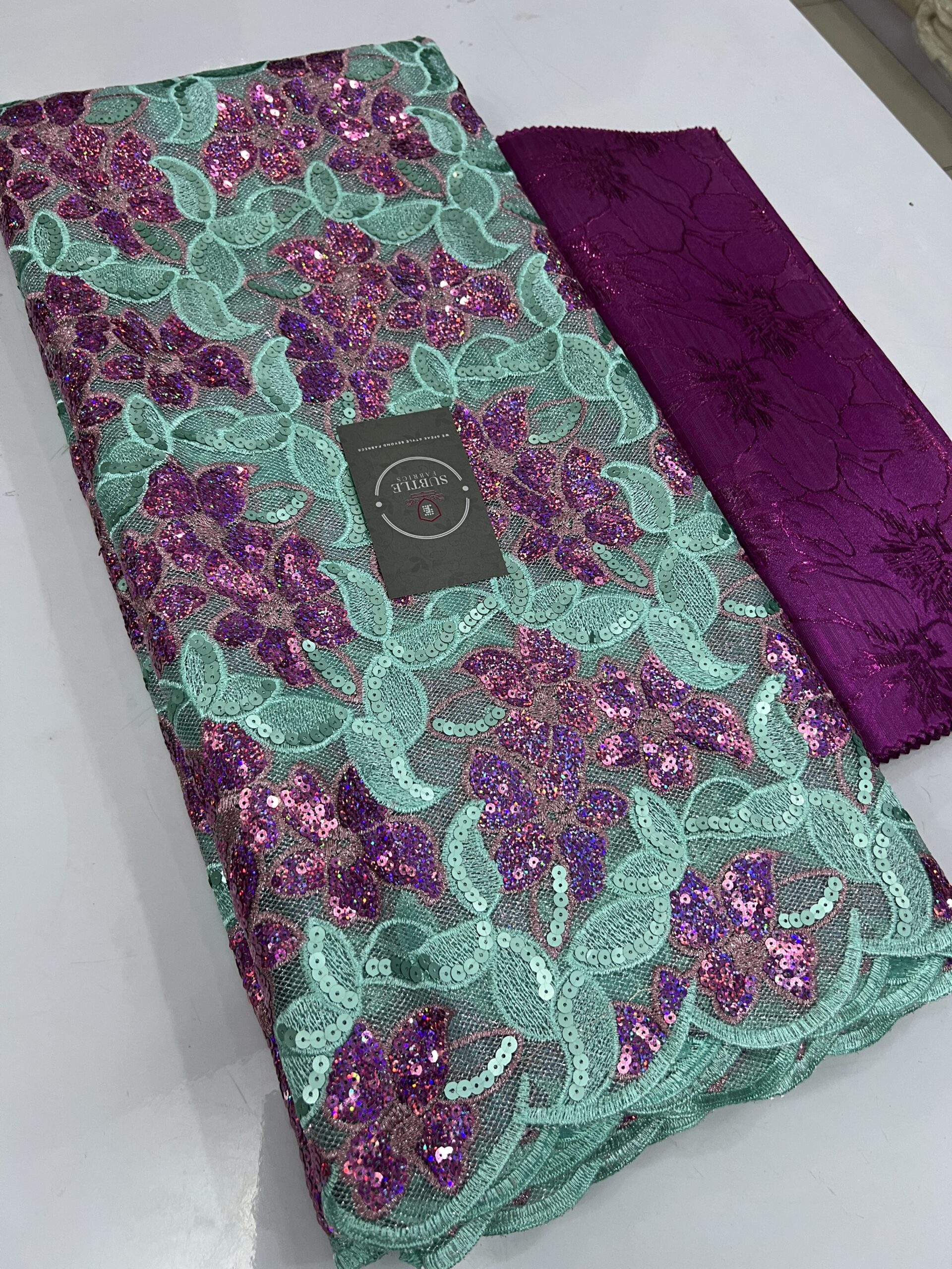 Elegant Net Sequence Lace Fabric – CO83 6 Elegant Net Sequence Lace Fabric – CO83 - Image 3
