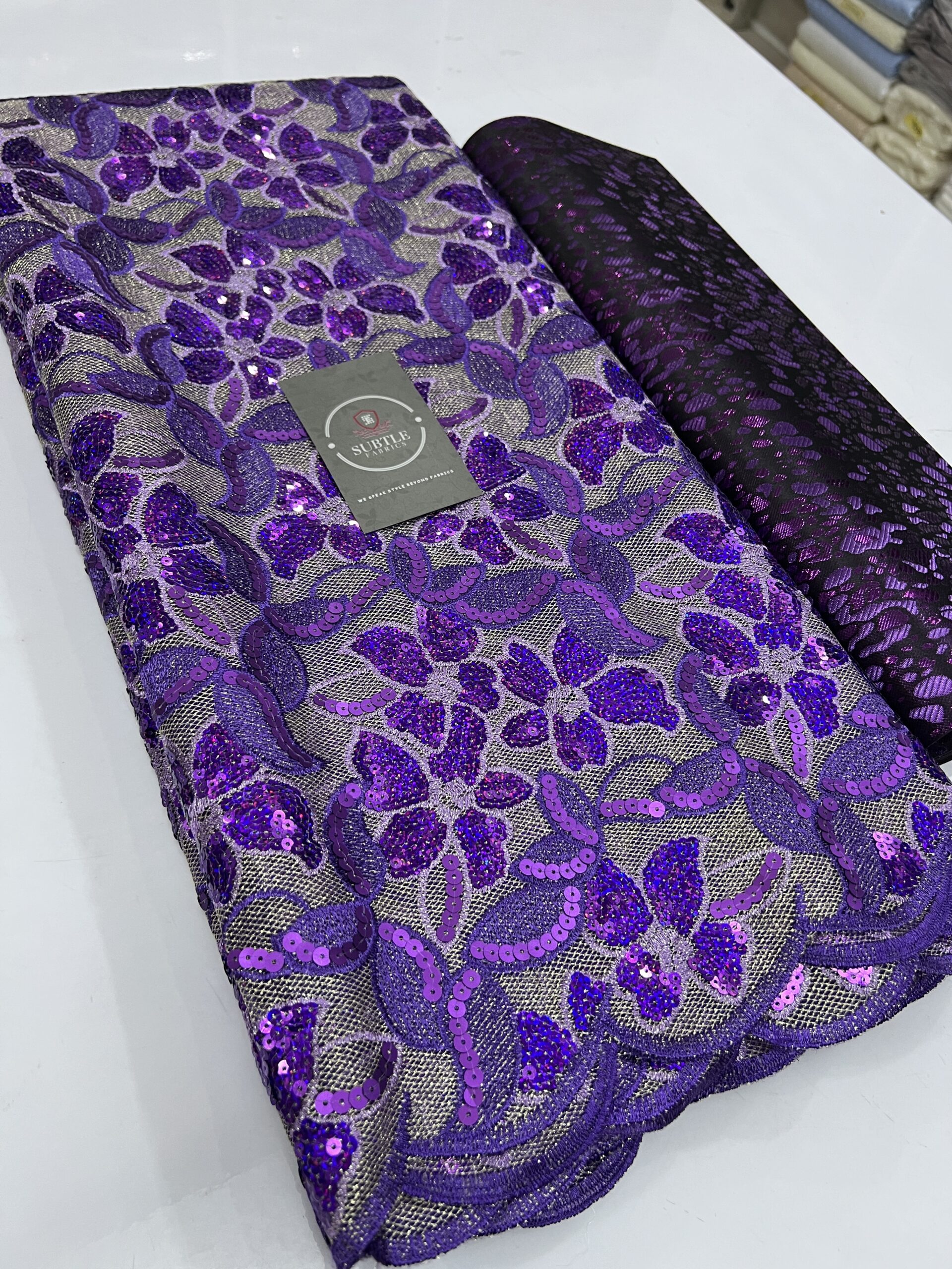 Elegant Net Sequence Lace Fabric – CO83 7 Elegant Net Sequence Lace Fabric – CO83 - Image 4