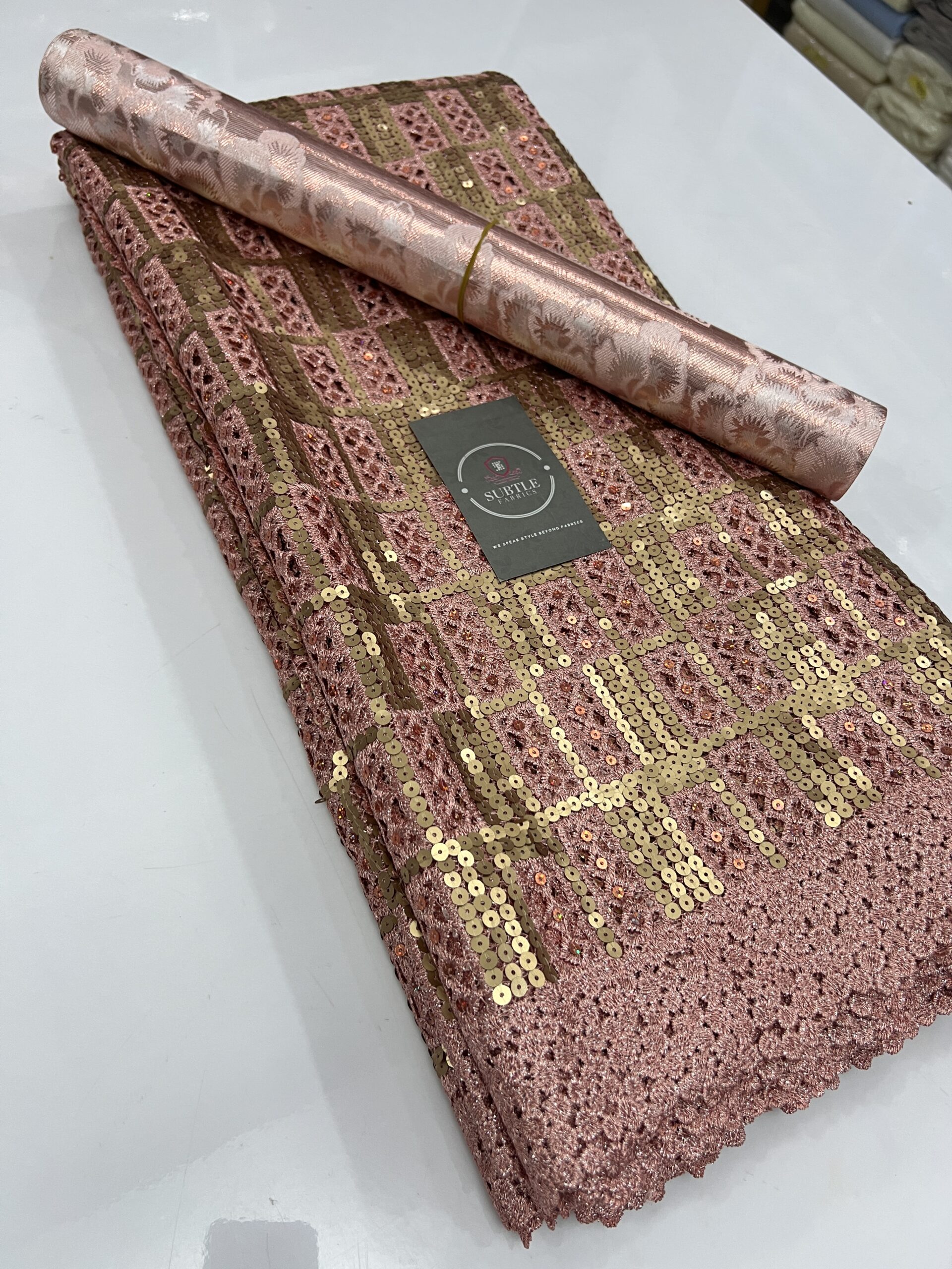 Premium Patterned Net Sequence Lace Fabric Rect06 4 Luxury patterned Sequence net lace for party dress