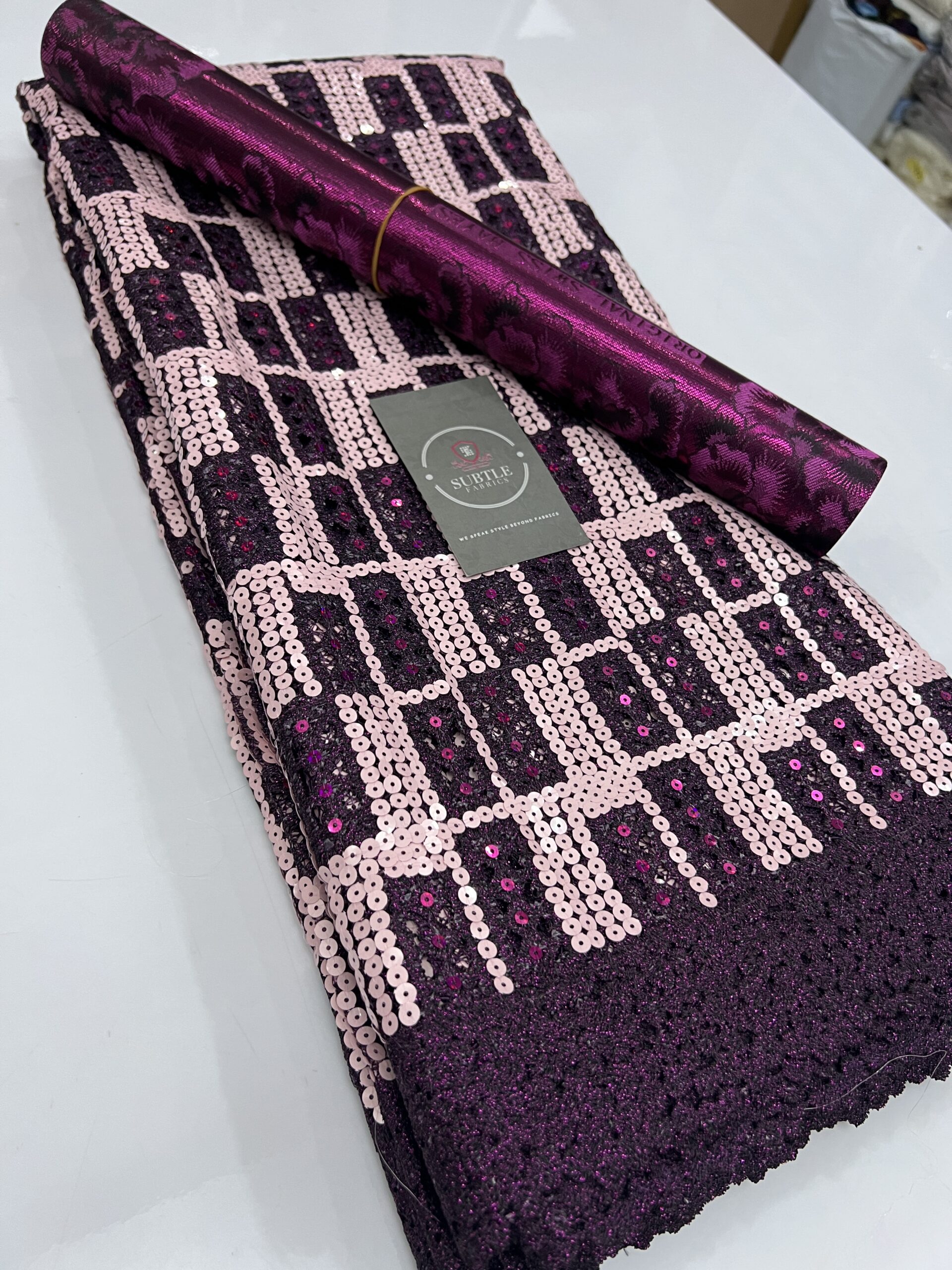Premium Patterned Net Sequence Lace Fabric Rect06 6 Premium Patterned Net Sequence Lace Fabric Rect06 - Image 3