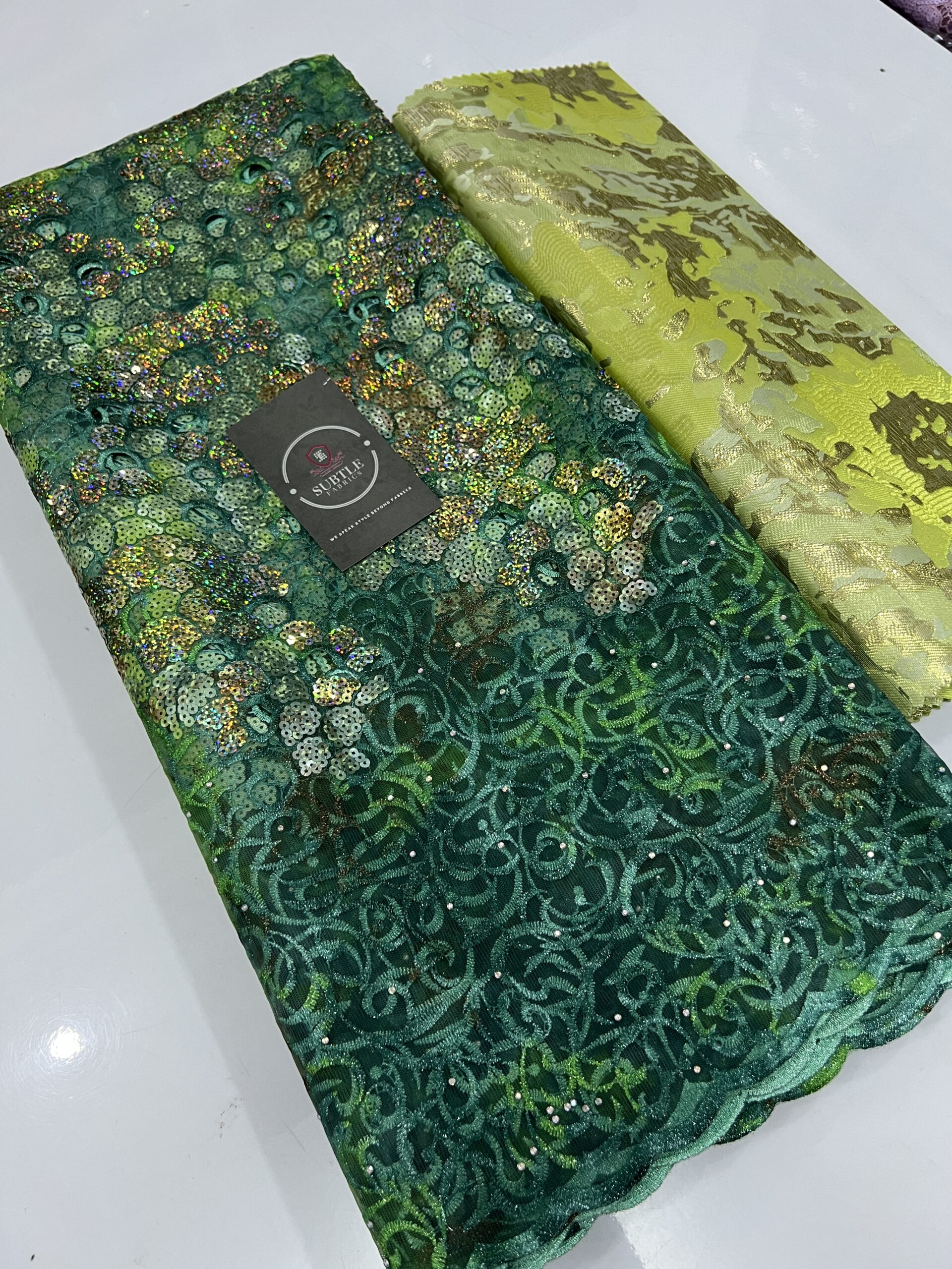 Luxury Net Sequence Lace Fabric with Floral Embroidery and Beaded Detailing – Premium Aso Ebi Material 5546 4 Luxury net sequin lace fabric with floral embroidery and bead detailing for aso ebi