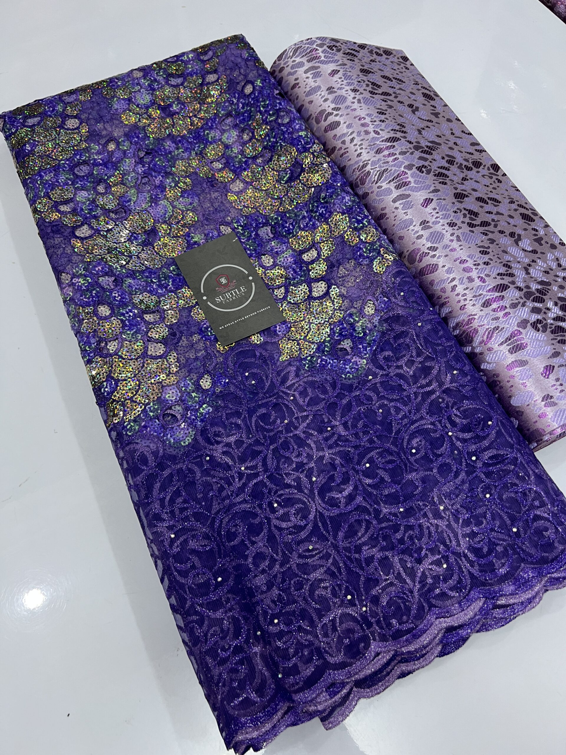 Luxury Net Sequence Lace Fabric with Floral Embroidery and Beaded Detailing – Premium Aso Ebi Material 5546 5 Luxury Net Sequence Lace Fabric with Floral Embroidery and Beaded Detailing – Premium Aso Ebi Material 5546 - Image 2