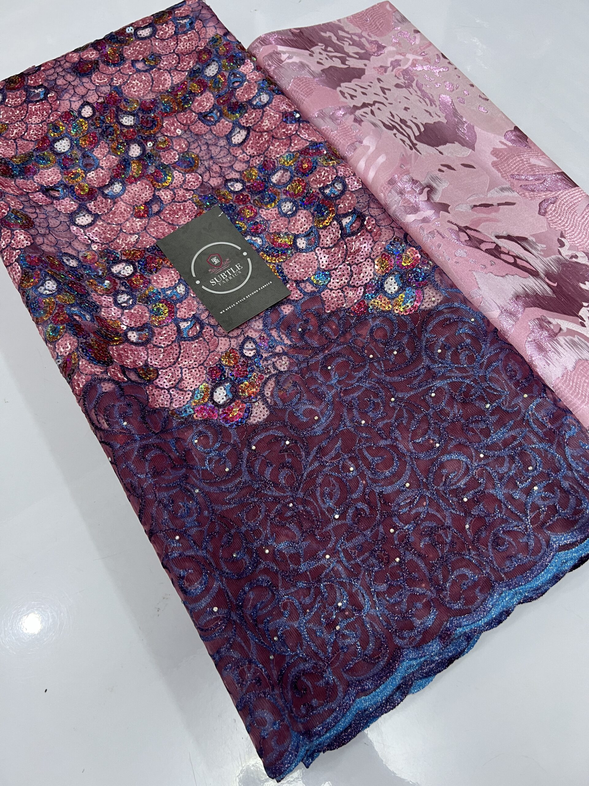 Luxury Net Sequence Lace Fabric with Floral Embroidery and Beaded Detailing – Premium Aso Ebi Material 5546 7 Luxury Net Sequence Lace Fabric with Floral Embroidery and Beaded Detailing – Premium Aso Ebi Material 5546 - Image 4