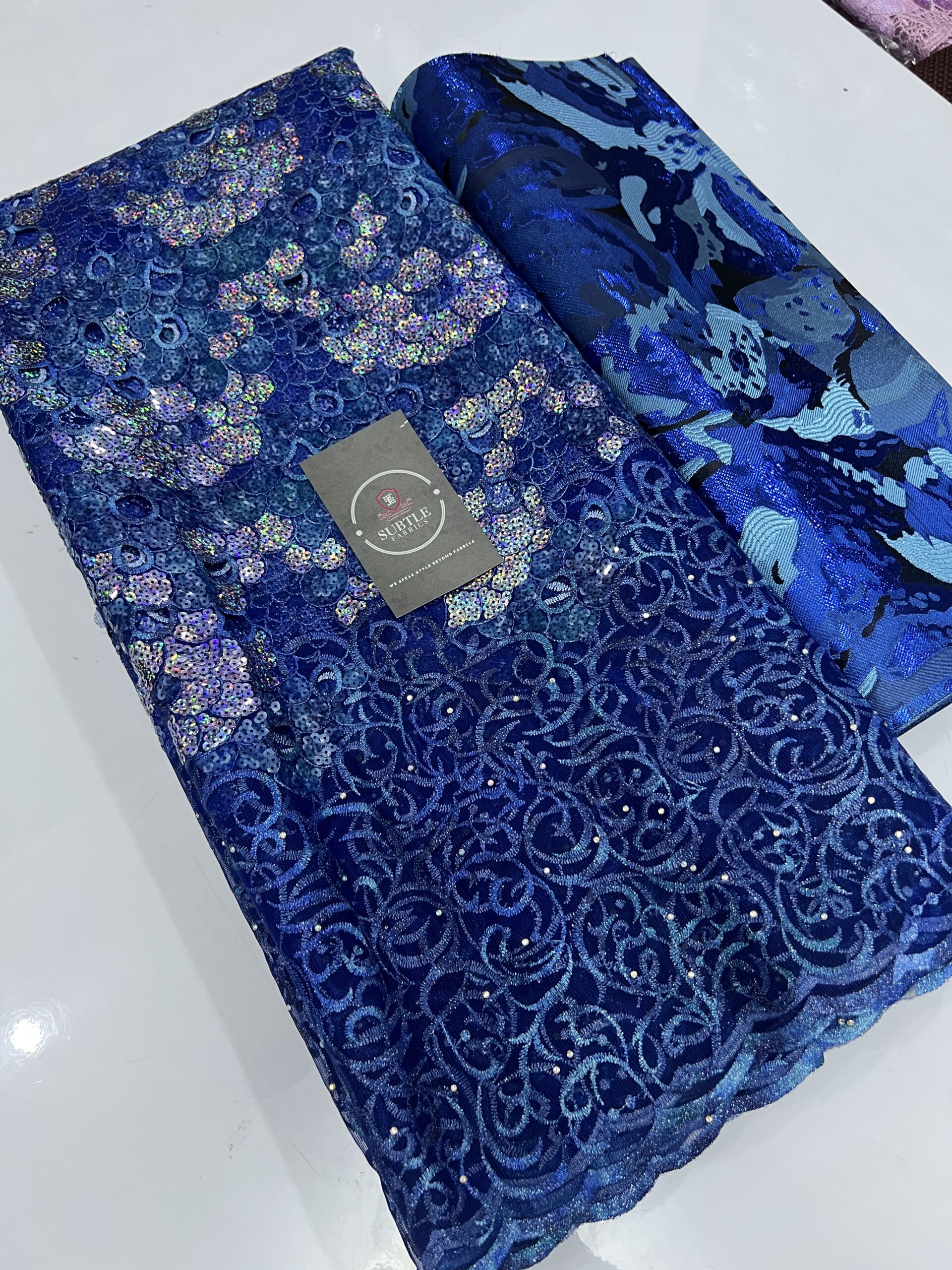 Luxury Net Sequence Lace Fabric with Floral Embroidery and Beaded Detailing – Premium Aso Ebi Material 5546 8 Luxury Net Sequence Lace Fabric with Floral Embroidery and Beaded Detailing – Premium Aso Ebi Material 5546 - Image 5