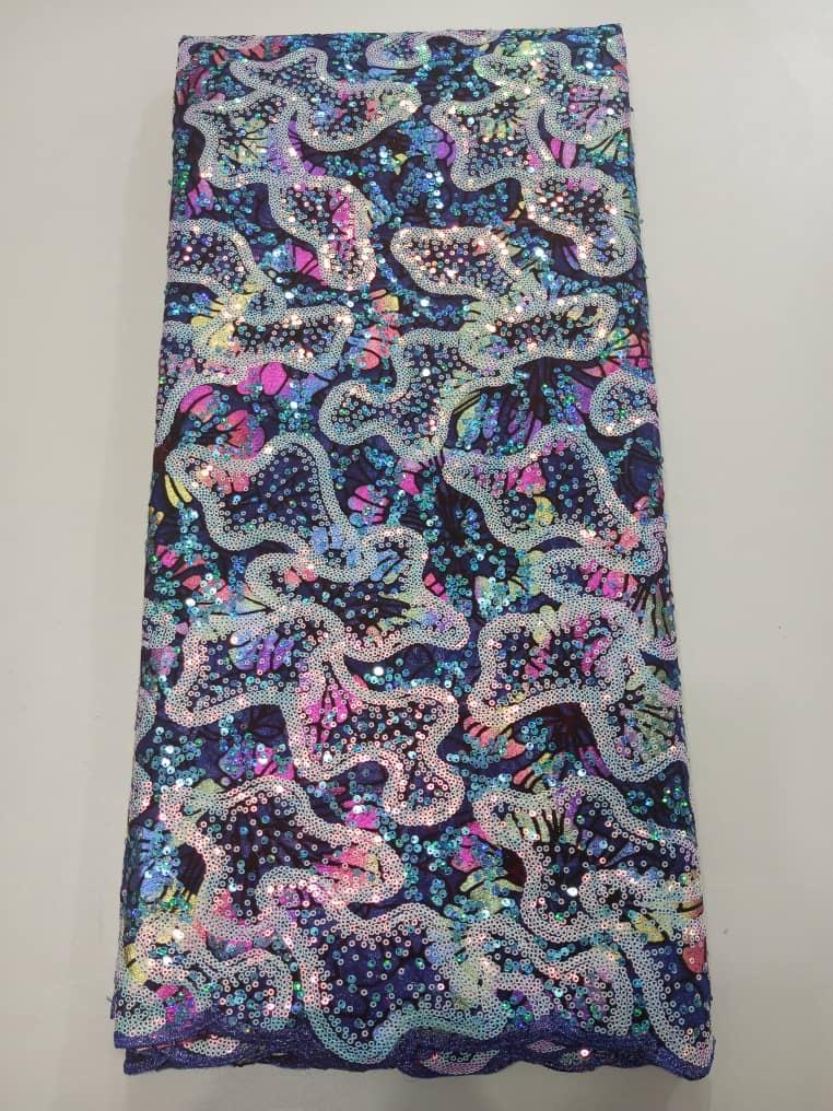 Royal Multicolour Floral Net Sequin Lace Fabric NP2148 9 Royal Multicolour Floral Net Sequin Lace Fabric NP2148 - Image 6