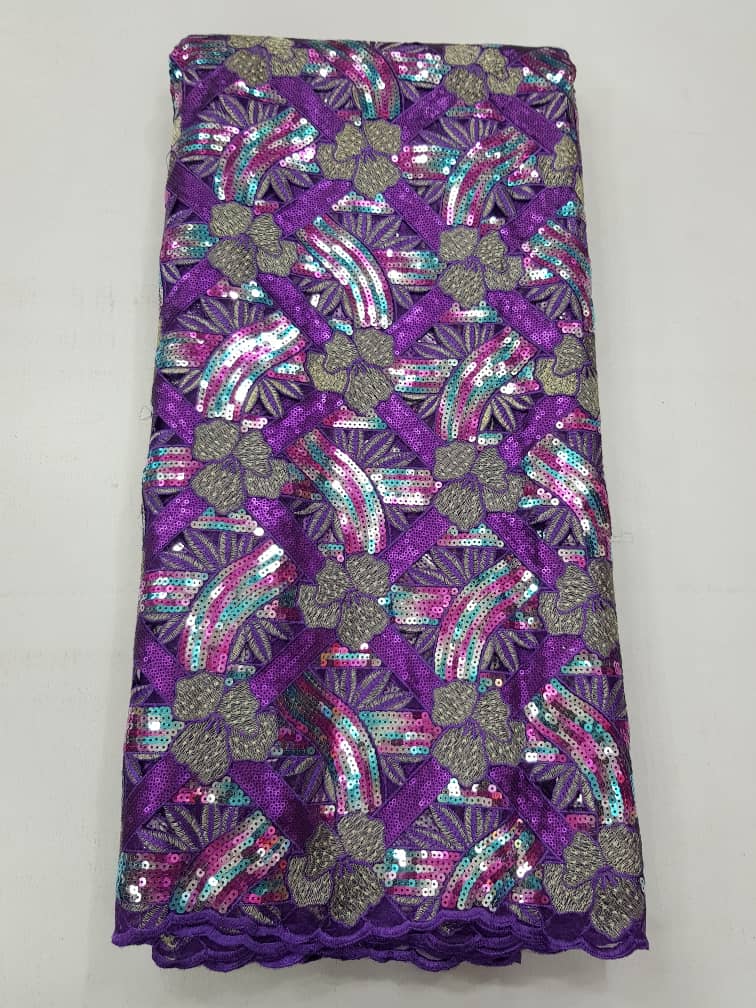 Royal Purple Geometric Net Sequin Lace Fabric –5171 4 Royal Purple Geometric Net Sequin Lace Fabric –5171