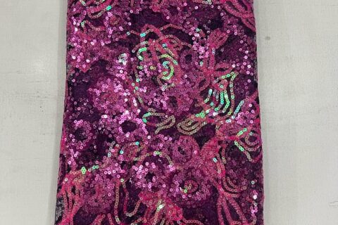 Luxury Fuchsia Pink Floral Net Sequin Lace Fabric5240