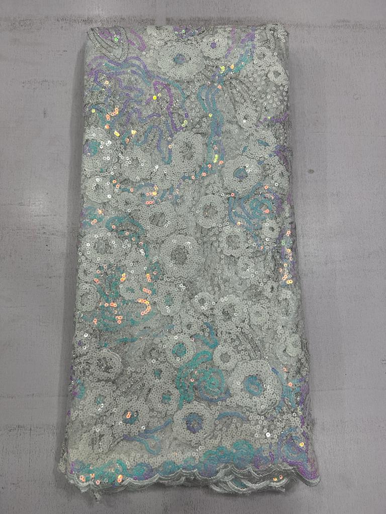 Luxury Fuchsia Pink Floral Net Sequin Lace Fabric5240 7 Luxury Fuchsia Pink Floral Net Sequin Lace Fabric5240 - Image 4