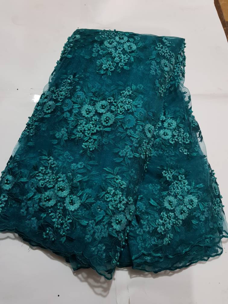 Emerald Green 3D Floral Beaded Lace Fabric 546 | Luxury Aso Ebi Lace SEO Meta Description 8 Emerald Green 3D Floral Beaded Lace Fabric 546 | Luxury Aso Ebi Lace SEO Meta Description - Image 5