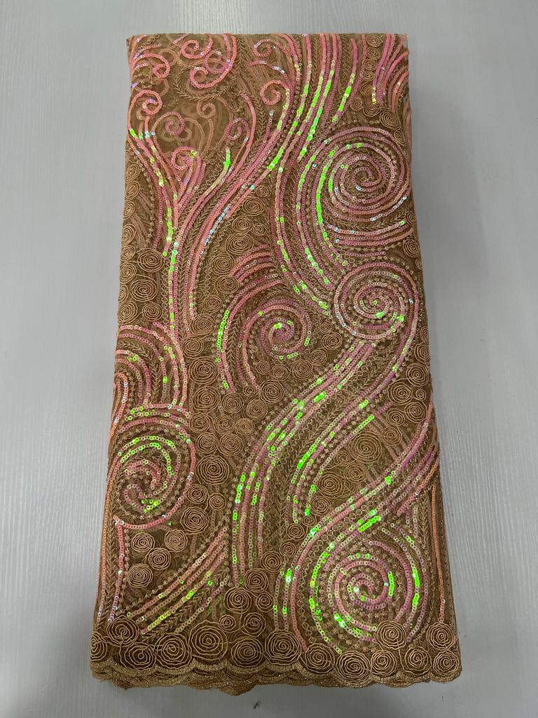 Luxury Spiral Net Sequin Lace Fabric VC601 6 Luxury Spiral Net Sequin Lace Fabric VC601 - Image 3