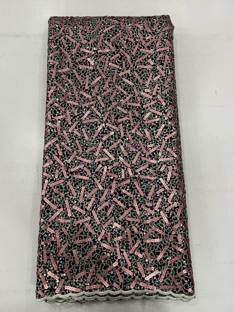 Luxury Pink Vine Net Sequin Lace Fabric5149