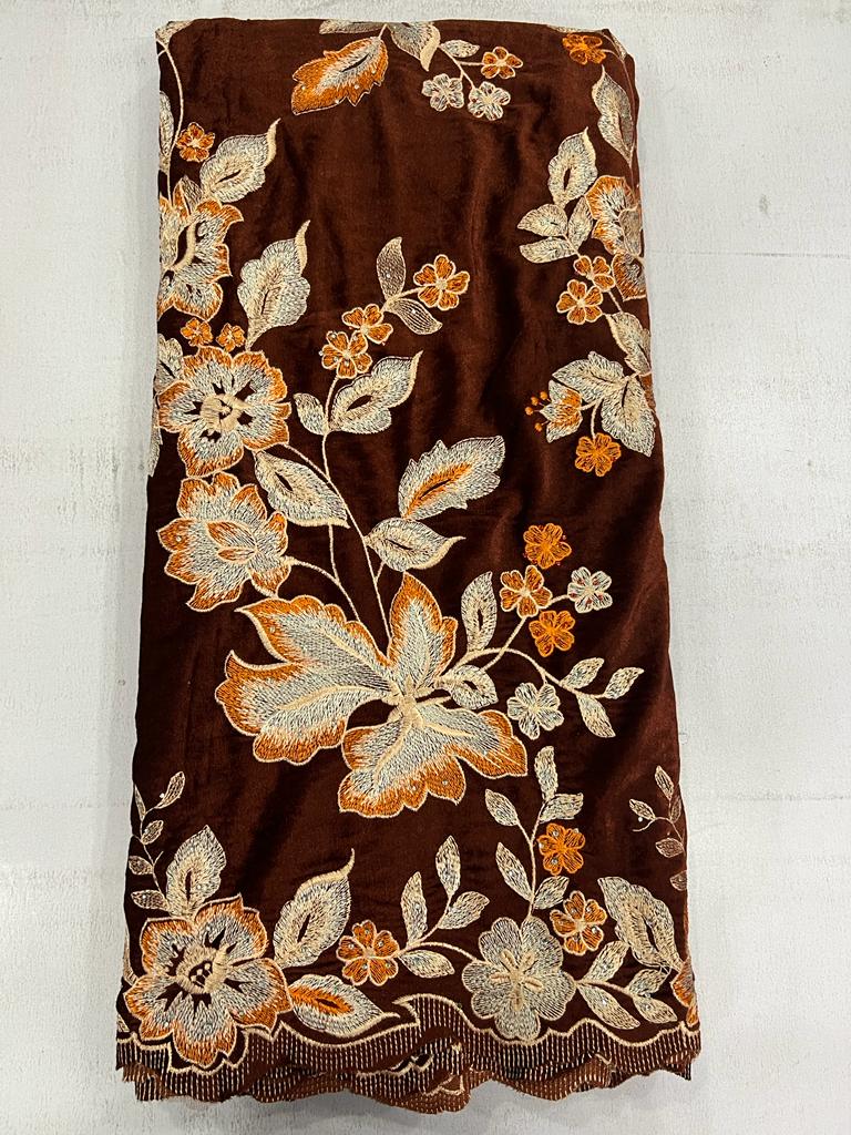 Luxury Black Floral Embroidered Velvet Fabric VC605 7 Luxury Black Floral Embroidered Velvet Fabric VC605 - Image 4