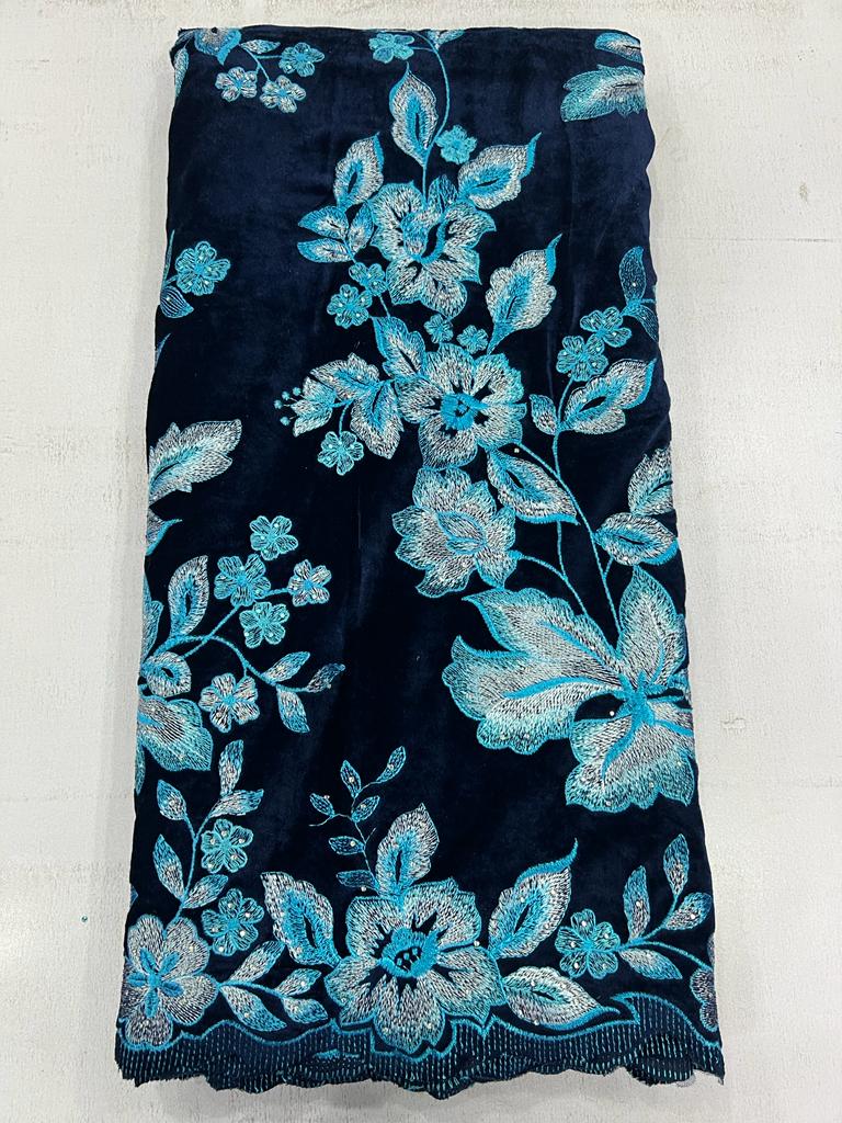 Luxury Black Floral Embroidered Velvet Fabric VC605 9 Luxury Black Floral Embroidered Velvet Fabric VC605 - Image 6