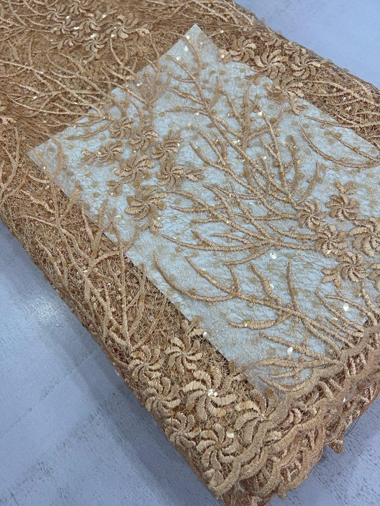 Luxury Plum Relief Leaf Net Sequin Lace Fabric LZ661 6 Luxury Plum Relief Leaf Net Sequin Lace Fabric LZ661 - Image 3