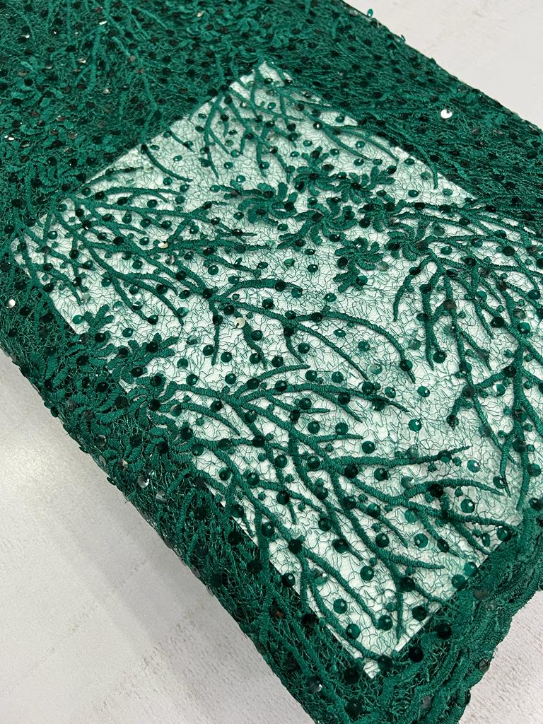 Luxury Plum Relief Leaf Net Sequin Lace Fabric LZ661 7 Luxury Plum Relief Leaf Net Sequin Lace Fabric LZ661 - Image 4