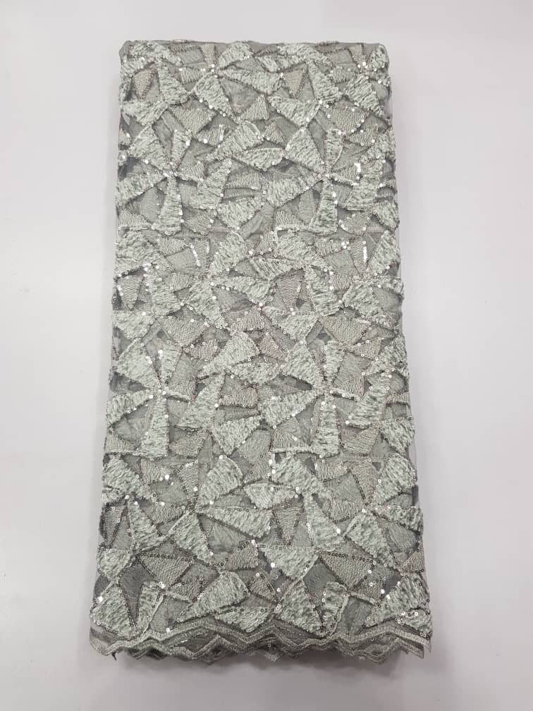 Luxury Right Angle Motif Net Sequin Lace Fabric LZ419 7 Luxury Right Angle Motif Net Sequin Lace Fabric LZ419 - Image 4