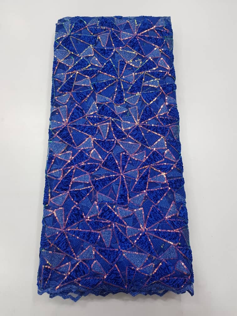 Luxury Right Angle Motif Net Sequin Lace Fabric LZ419 8 Luxury Right Angle Motif Net Sequin Lace Fabric LZ419 - Image 5