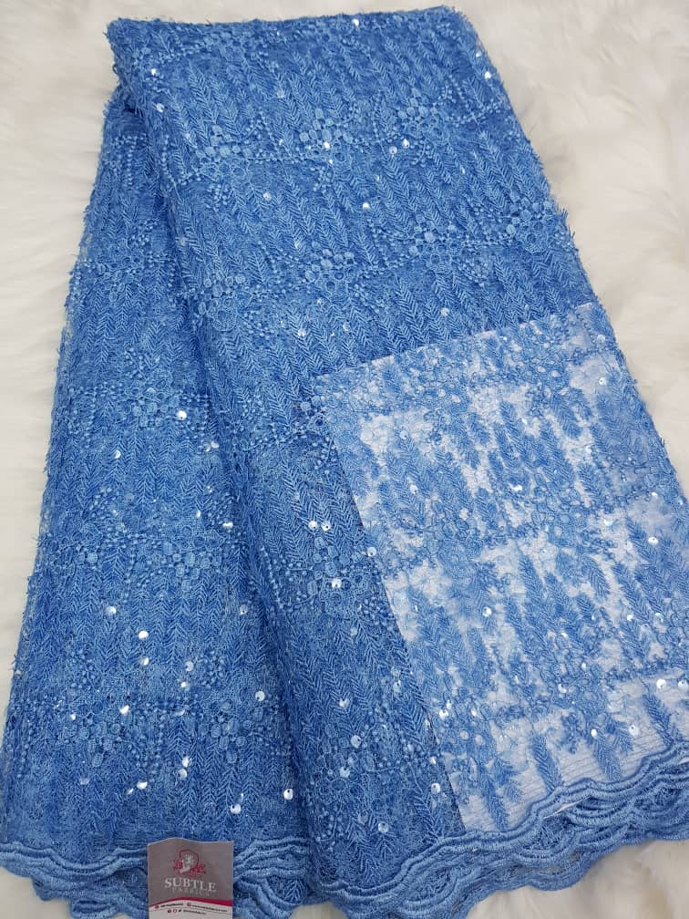 Luxury Baby Pink Fern Design Lace Fabric for Aso Ebi, Weddings Elegant Occasion Wear T045 5 Luxury Baby Pink Fern Design Lace Fabric for Aso Ebi, Weddings Elegant Occasion Wear T045 - Image 2