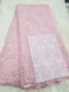 Luxury Baby Pink Fern Design Lace Fabric for Aso Ebi, Weddings  Elegant Occasion Wear T045