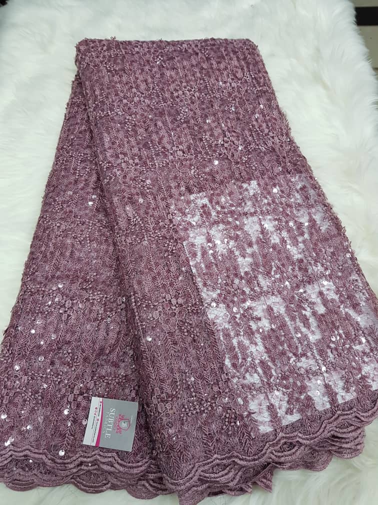 Luxury Baby Pink Fern Design Lace Fabric for Aso Ebi, Weddings Elegant Occasion Wear T045 13 Luxury Baby Pink Fern Design Lace Fabric for Aso Ebi, Weddings Elegant Occasion Wear T045 - Image 10