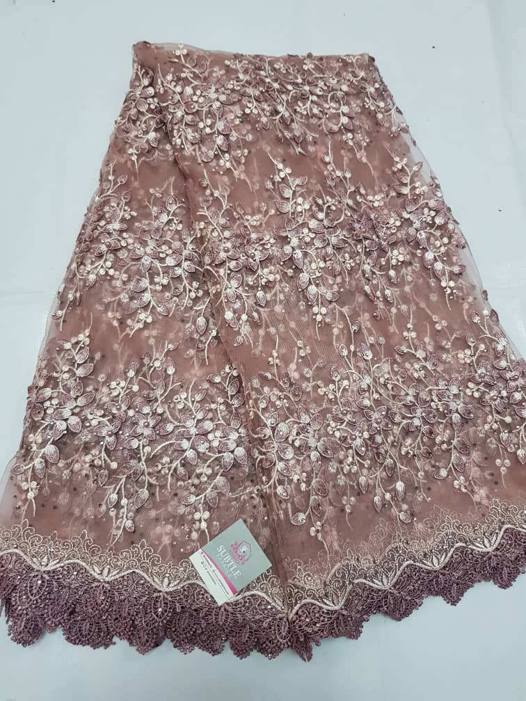 Luxury Floral and Stone Relief Lace Fabric for Aso Ebi, Weddings Couture Fashion G1277 6 Luxury Floral and Stone Relief Lace Fabric for Aso Ebi, Weddings Couture Fashion G1277 - Image 3