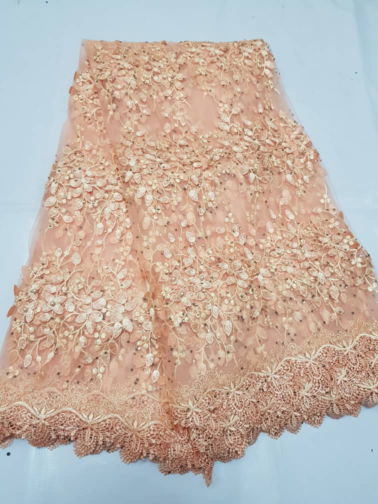 Luxury Floral and Stone Relief Lace Fabric for Aso Ebi, Weddings Couture Fashion G1277 7 Luxury Floral and Stone Relief Lace Fabric for Aso Ebi, Weddings Couture Fashion G1277 - Image 4