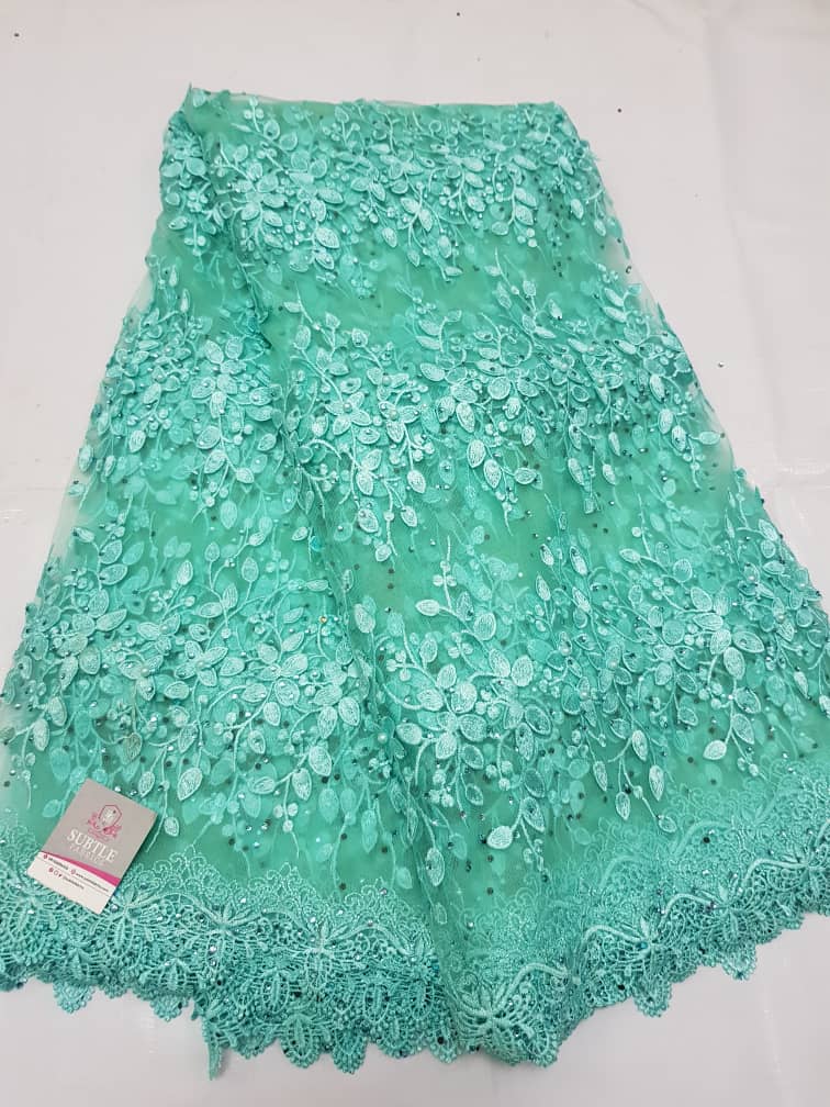 Luxury Floral and Stone Relief Lace Fabric for Aso Ebi, Weddings Couture Fashion G1277 11 Luxury Floral and Stone Relief Lace Fabric for Aso Ebi, Weddings Couture Fashion G1277 - Image 8