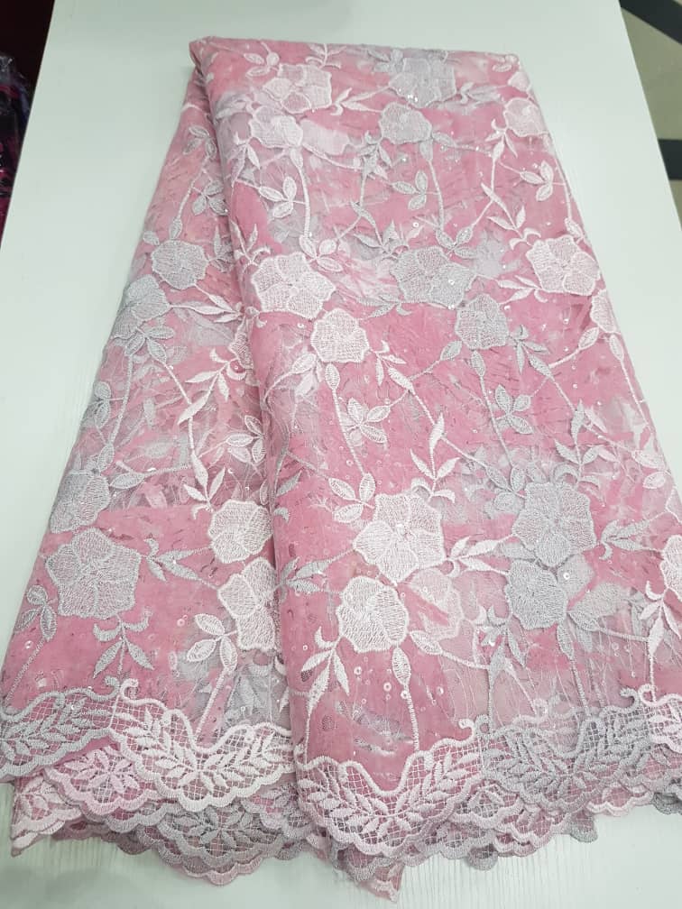 Luxury Floral Embroidered Net Lace Fabric in Burnt Orange and Champagne Gold T052 5 Luxury Floral Embroidered Net Lace Fabric in Burnt Orange and Champagne Gold T052 - Image 2