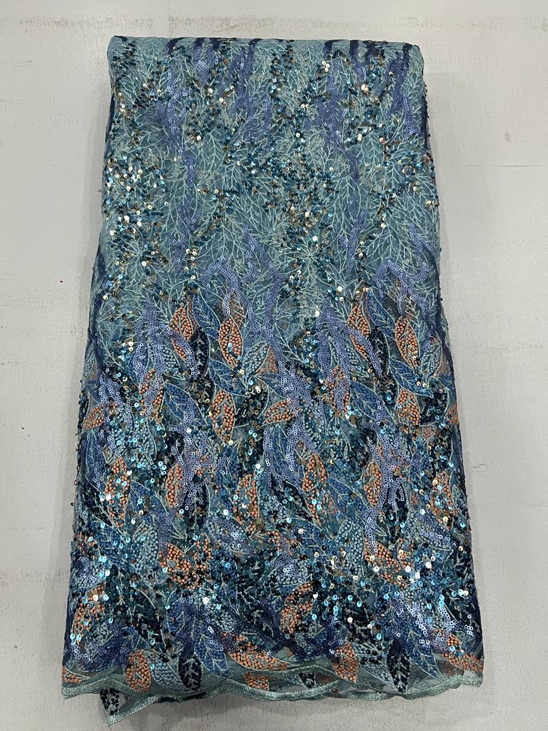 Luxury Floral Bouquet Sequin Lace Fabric for Aso Ebi, Weddings & Evening Gowns 1594 6 Luxury Floral Bouquet Sequin Lace Fabric for Aso Ebi, Weddings & Evening Gowns 1594 - Image 3