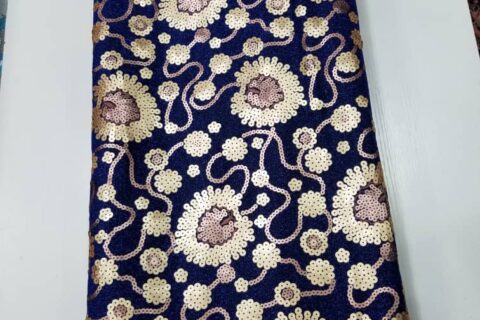 Luxury Wildflower Garden Sequin Lace Fabric for Aso Ebi, Weddings & Evening Gowns 5148