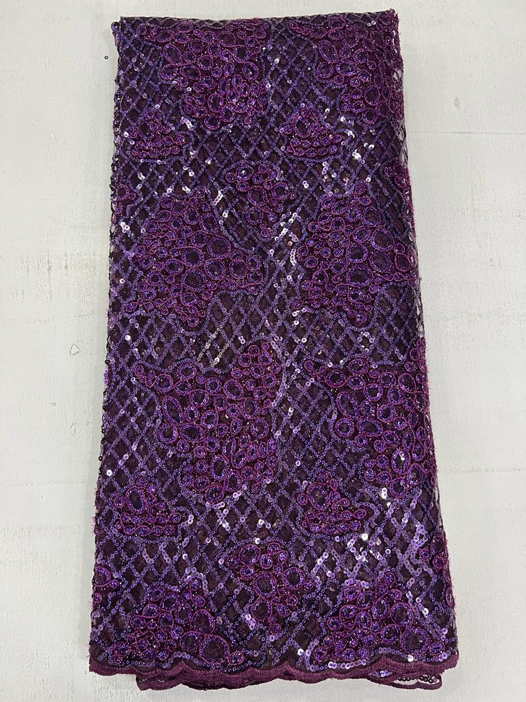 Luxury Royal Purple Abstract Floral Sequin Lace Fabric S026 4 Luxury Royal Purple Abstract Floral Sequin Lace Fabric S026