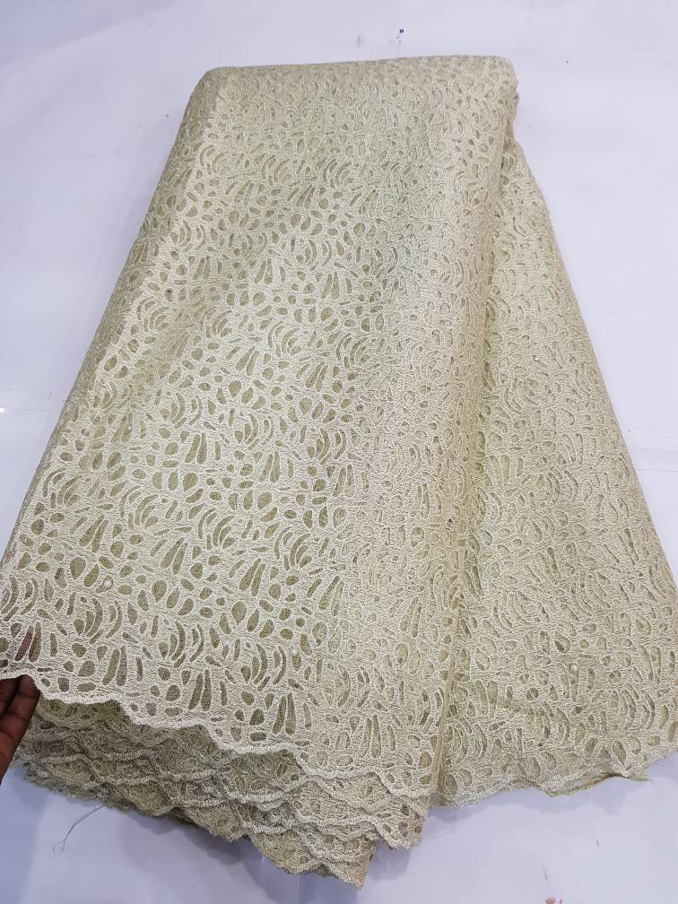 Luxury Olive Green Glitter Cord Lace Fabric with Abstract Cutwork and Pearl Embellishments 16094 8 Luxury Olive Green Glitter Cord Lace Fabric with Abstract Cutwork and Pearl Embellishments 16094 - Image 5