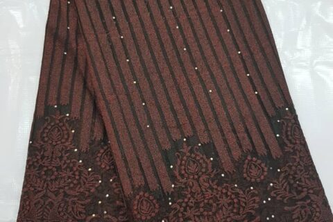 Luxury Embroidered Lace Fabric with Abstract Swirl Pattern X031