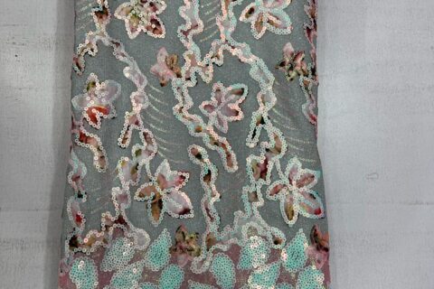 Luxury Floral Sequin Lace Fabric with Butterfly Embroidery NP2031