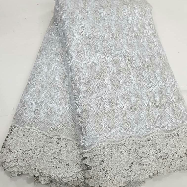Luxury Aqua Blue and Champagne Guipure Lace Fabric |T265 7 Luxury Aqua Blue and Champagne Guipure Lace Fabric |T265 - Image 4