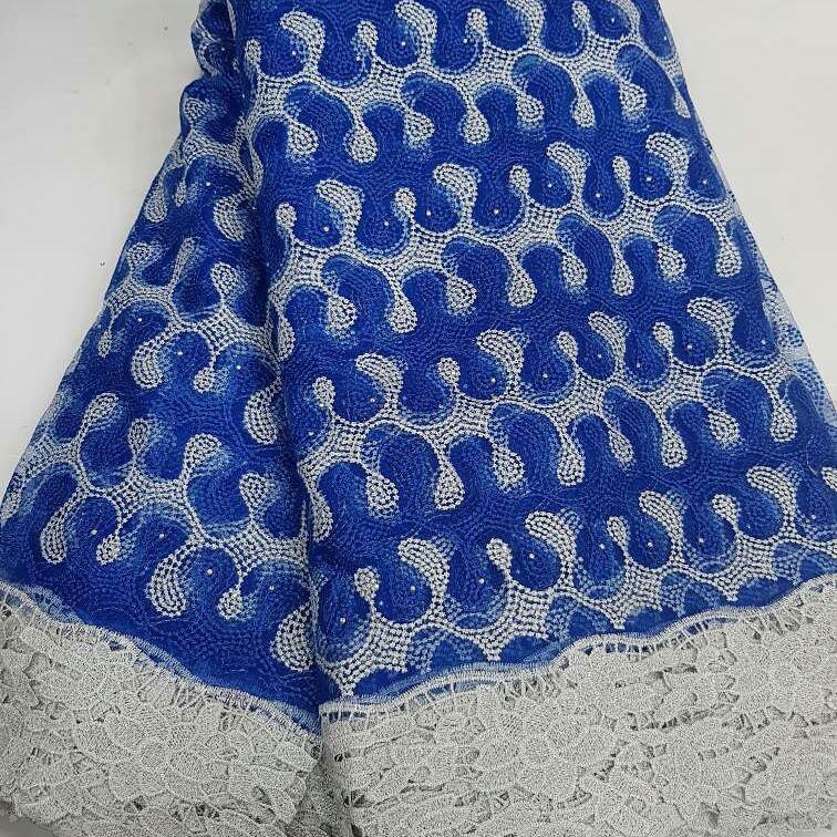 Luxury Aqua Blue and Champagne Guipure Lace Fabric |T265 6 Luxury Aqua Blue and Champagne Guipure Lace Fabric |T265 - Image 3