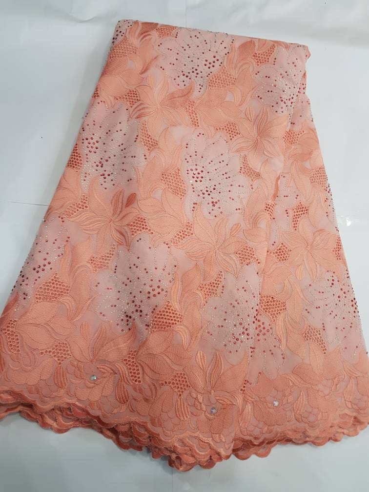 Sky Blue Embroidered Lace Fabric 1148 6 Sky Blue Embroidered Lace Fabric 1148 - Image 3