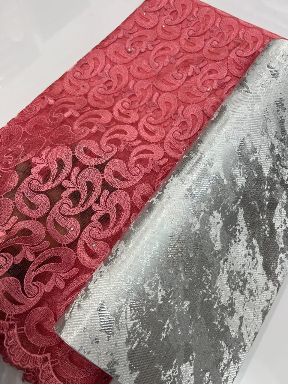 Olive Gold Paisley Lace Fabric with Gold Brocade DJ-16 7 Olive Gold Paisley Lace Fabric with Gold Brocade DJ-16 - Image 4
