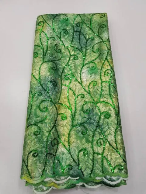 Pastel Multicolor Floral Net Sequin Lace Fabric – 5173