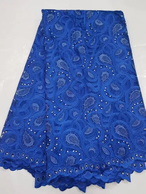 Luxury Paisley Embroidered Lace Fabric with Stud Embellishments LZ109