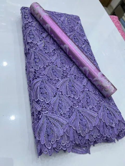 Lavender Cord Lace Fabric | Elegant Asoebi Lace